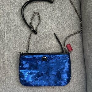 COACH Blue Sequin Crossbody Bag